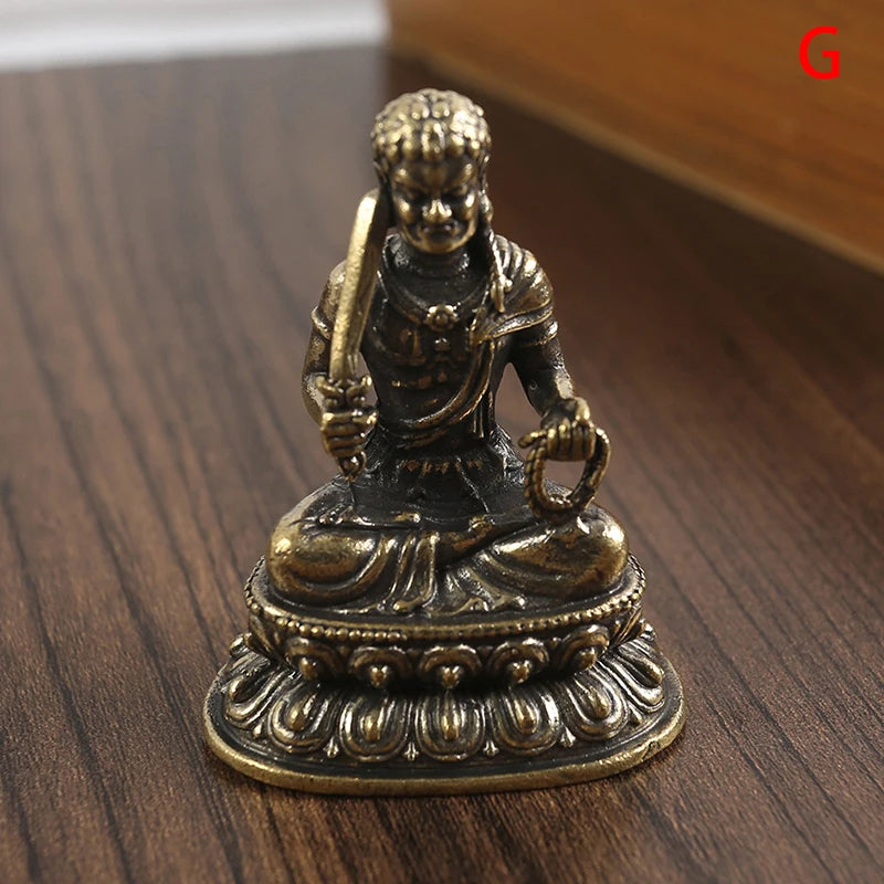Retro Brass Green Tara God Statue Antique Copper Buddha Statue Home Living Room Office Decoration Figurines
