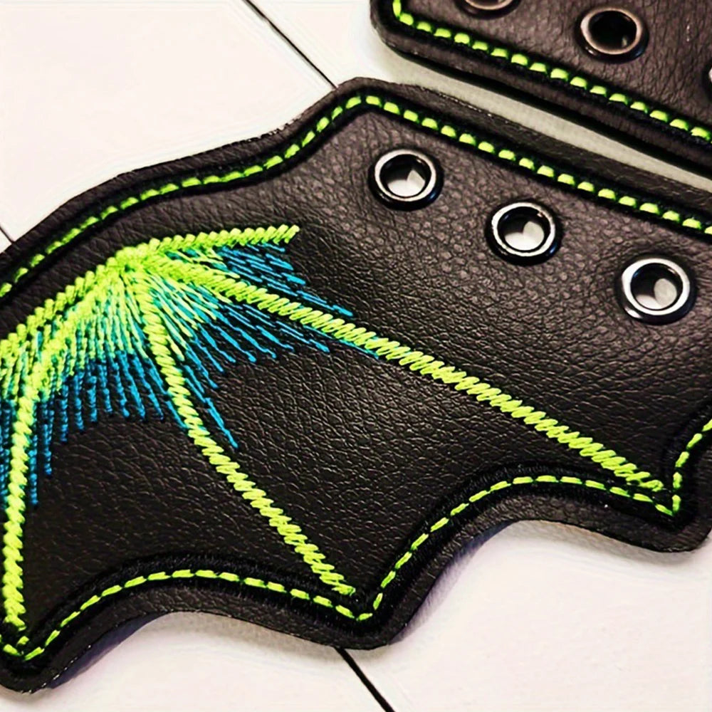 1Pair Fashion Leather Bat Shoe Wings Ornament Halloween Party Fun Skate Shoes Decorations DIY Adult Kids Shoe Decor Accessories