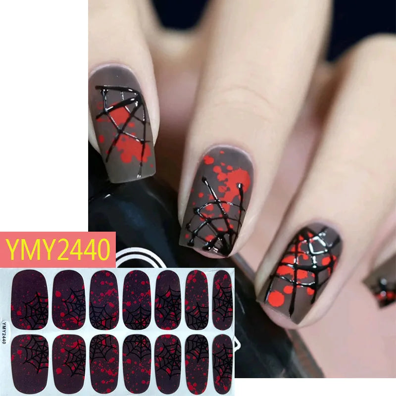 Baking Free Halloween Nail Stickers Full Sticker Fashion Nail Art Jewelry  Pumpkin Ghost Wholesale Applique Nail Sticker