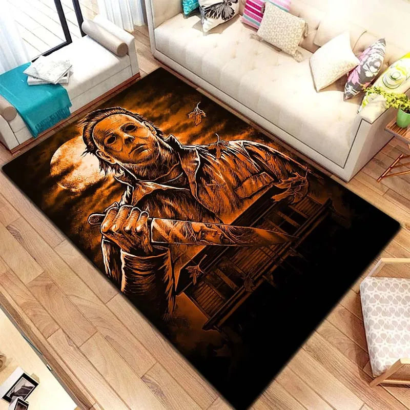 M-Michael Myers Horror Halloween Decorative Warmer Rug Home Living Room Bedroom Carpet Bathroom Kitchen Non Slip Carpet