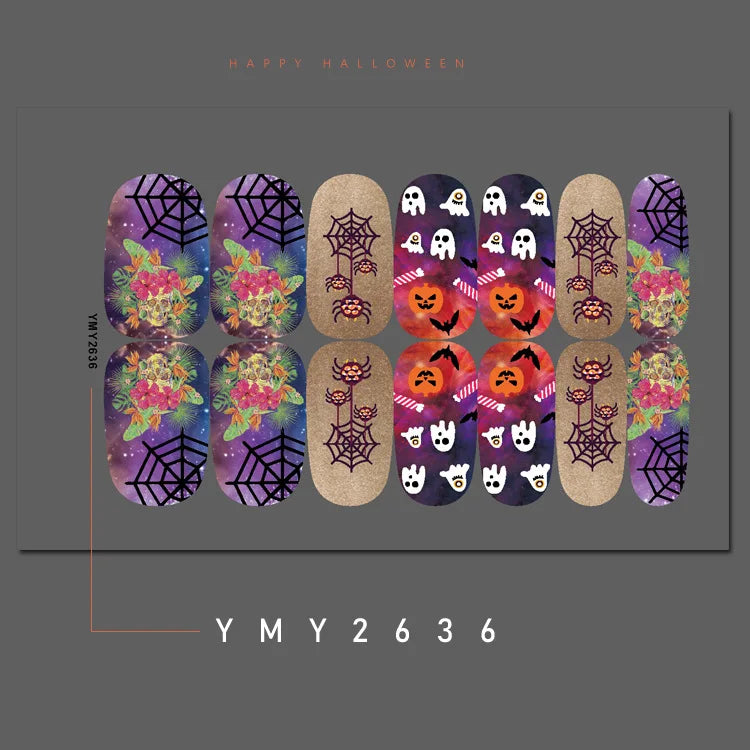 Baking Free Halloween Nail Stickers Full Sticker Fashion Nail Art Jewelry  Pumpkin Ghost Wholesale Applique Nail Sticker