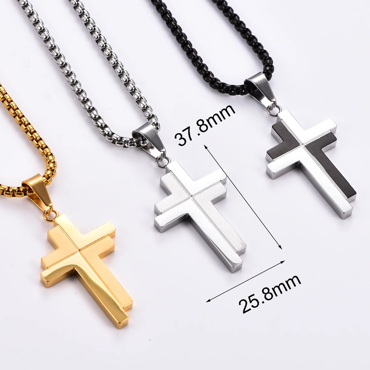 Cross Pendant Necklace Classic for Men Women Fashion Hip-hop Stainless Steel Dull Polished  Faith Prayer Jewelry Gift