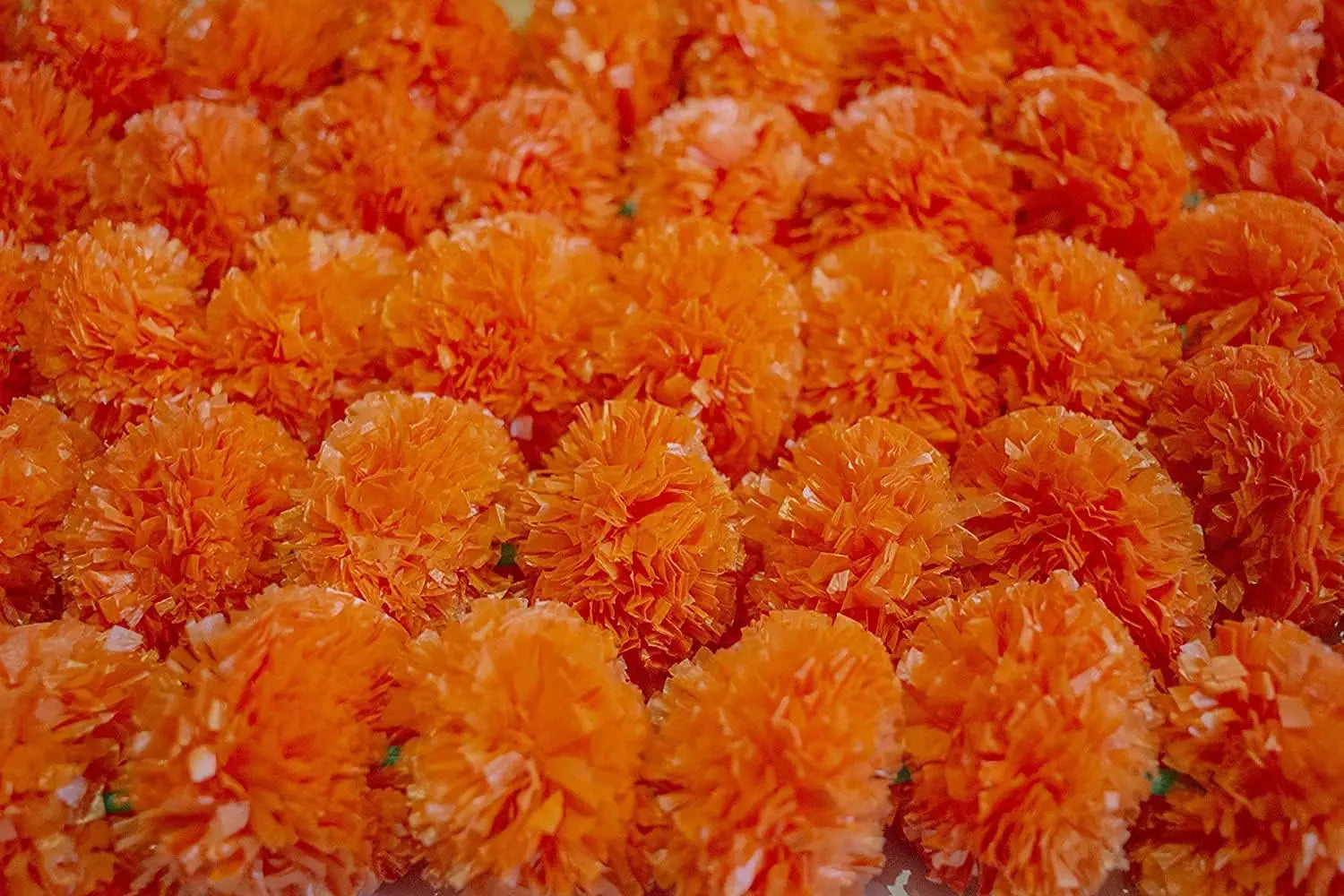Marigold Garland for Decoration 10 Pcs of 5 feet (1,52 m)˜ Long Strands Artificial Marigold Flowers, Indian Décor for Pooja