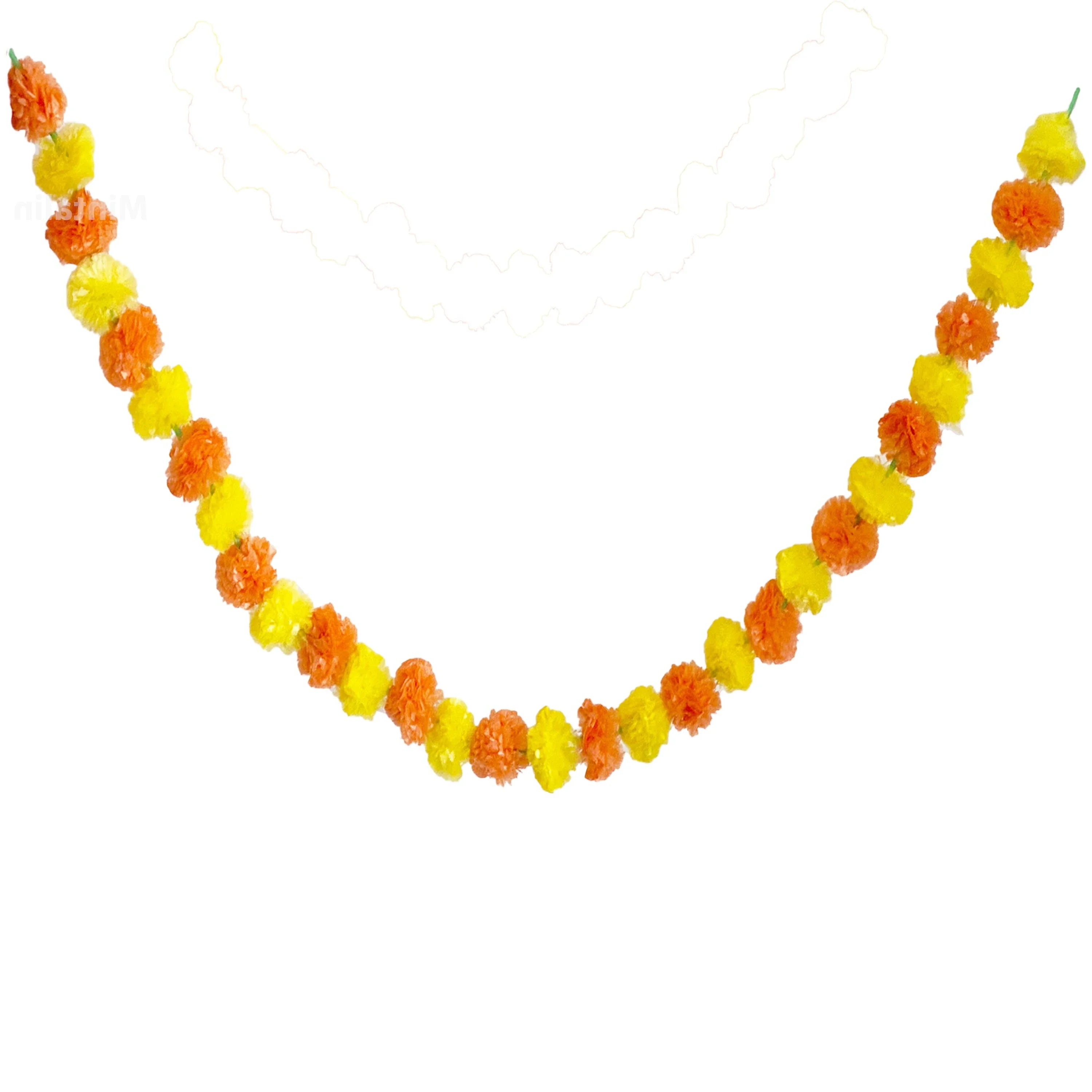 2 Pcs Marigold Flower Garland with бо Flowers for Diwali