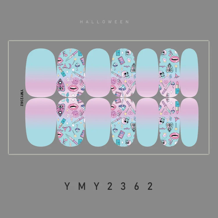 Baking Free Halloween Nail Stickers Full Sticker Fashion Nail Art Jewelry  Pumpkin Ghost Wholesale Applique Nail Sticker