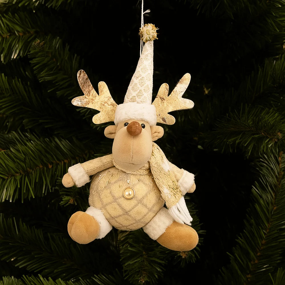 Crafts Cute Christmas Tree Pendant Figurine Ornament Elk Christmas Doll Ornament Creative Snowman Santa Pendant Decor New Year