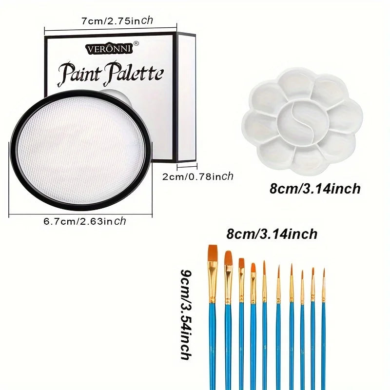 30g Water-Activated Body Makeup Face Paint Set 3-Piece with Brushes Mixing Palette for Halloween Christmas Costume Party Cosplay