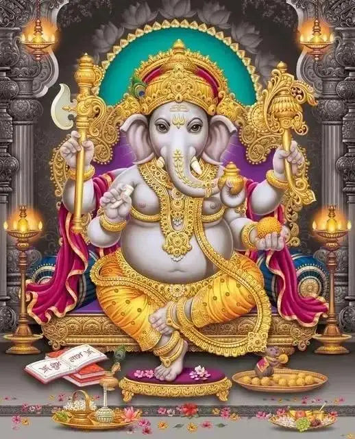 God Ganesha Canvas Wall Art God Series Religious Temple Print for Living Room Decor