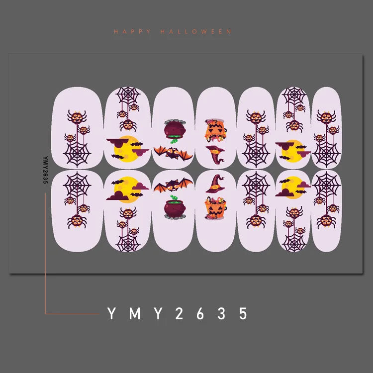 Baking Free Halloween Nail Stickers Full Sticker Fashion Nail Art Jewelry  Pumpkin Ghost Wholesale Applique Nail Sticker
