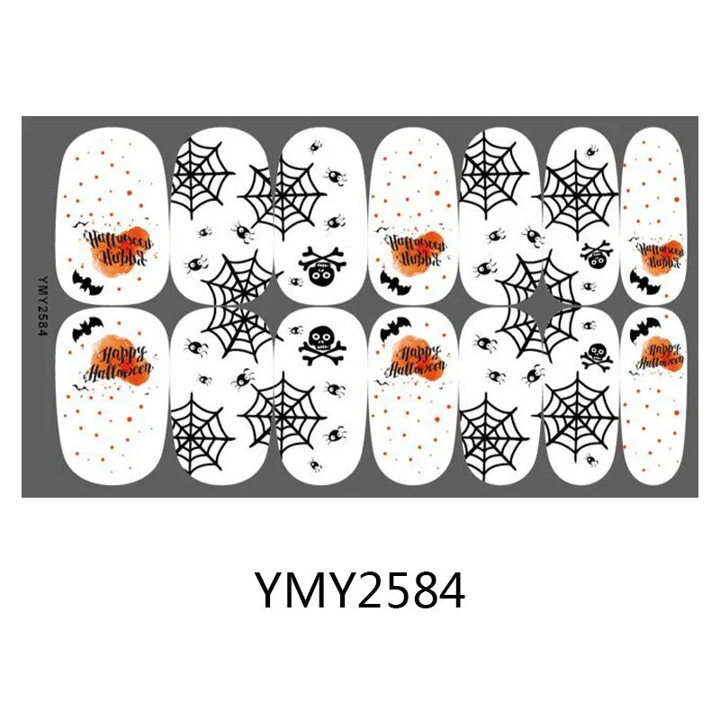 Baking Free Halloween Nail Stickers Full Sticker Fashion Nail Art Jewelry  Pumpkin Ghost Wholesale Applique Nail Sticker