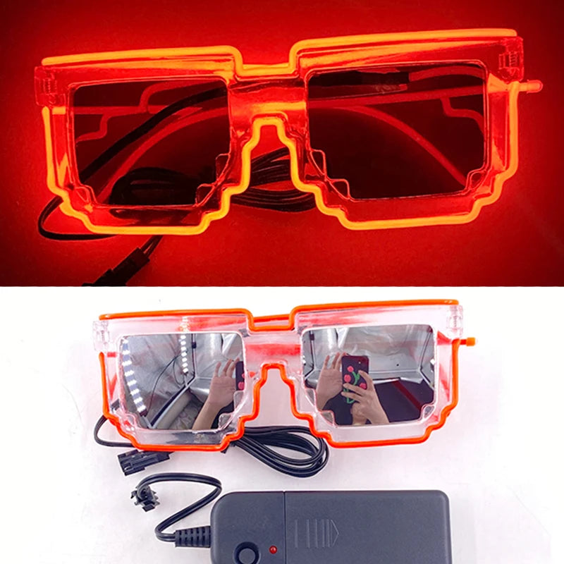 Funny Light Up Glasses Luminous LED Mosaic Glasses Men Women Halloween Party Supplies Glowing Glasses Neon Gafas Prpos