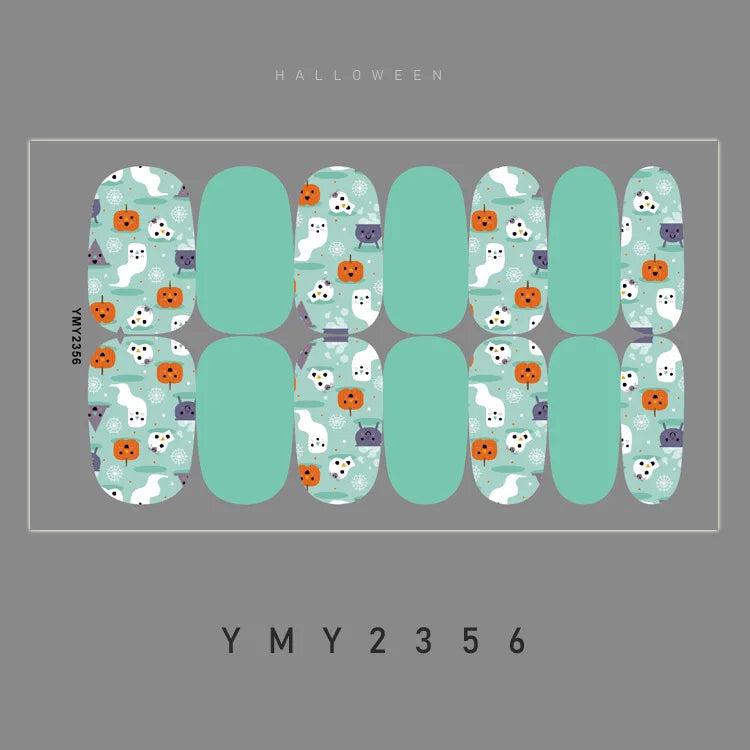 Baking Free Halloween Nail Stickers Full Sticker Fashion Nail Art Jewelry  Pumpkin Ghost Wholesale Applique Nail Sticker