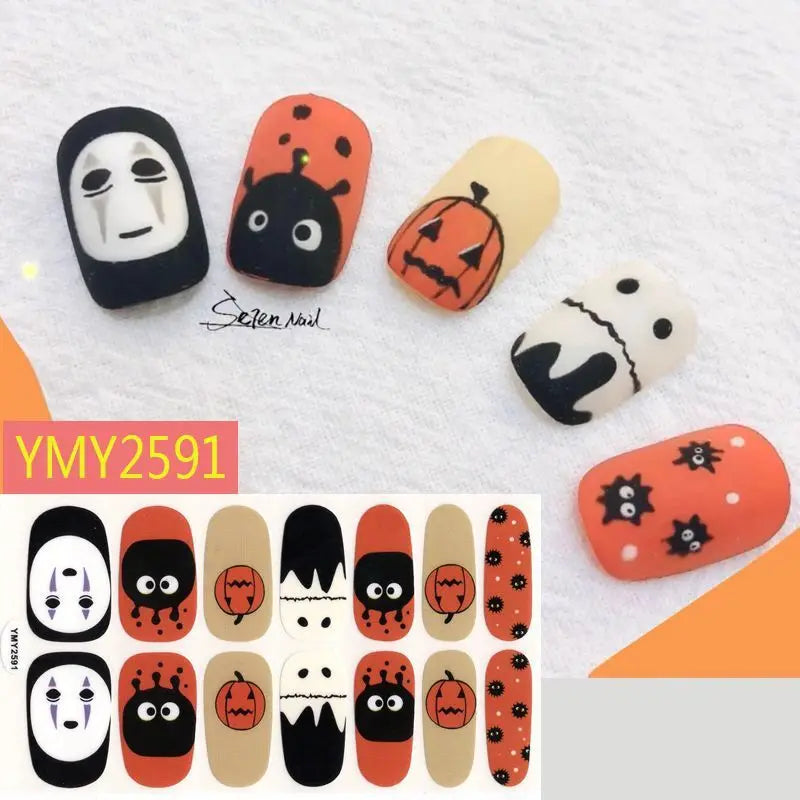 Baking Free Halloween Nail Stickers Full Sticker Fashion Nail Art Jewelry  Pumpkin Ghost Wholesale Applique Nail Sticker