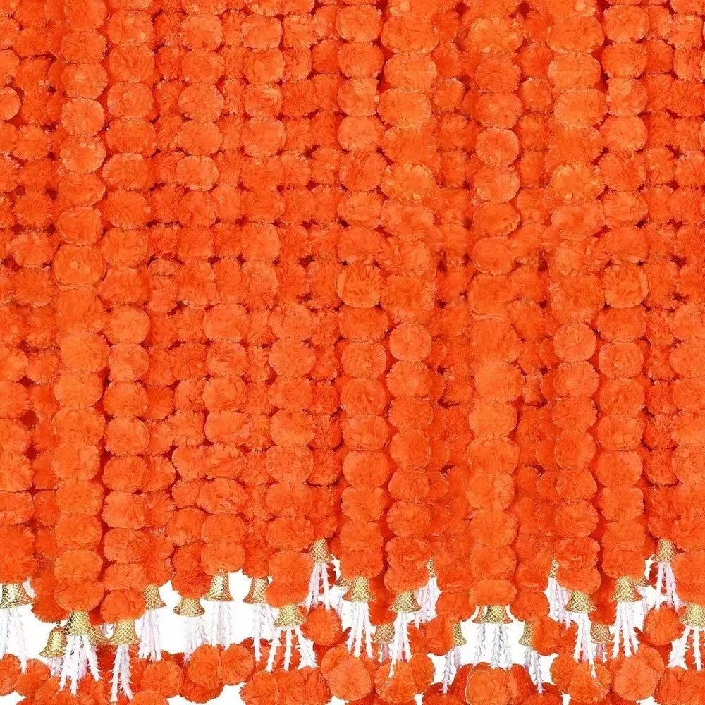 Long Strands Artificial Marigold Garland Pooja Diwali Fiesta Indian Décor Marigold Flower Garlands Reusable Events Decor
