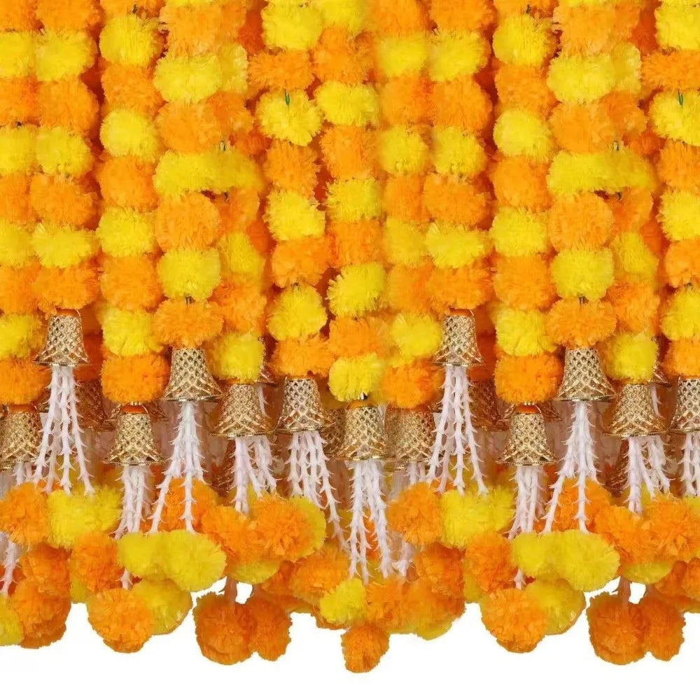 Long Strands Artificial Marigold Garland Pooja Diwali Fiesta Indian Décor Marigold Flower Garlands Reusable Events Decor