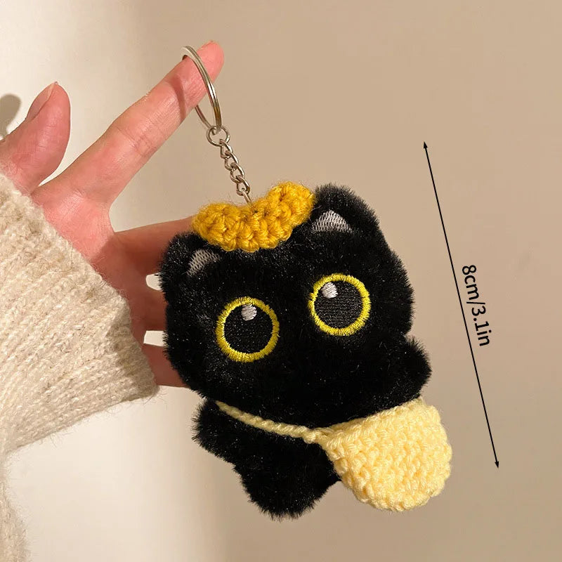 Cute Keychain Kawaii Black Cat Keychain Plush Cats Toy Backpack Hanging Pendant Decoration Keyring Halloween Ghost Theme Gifts