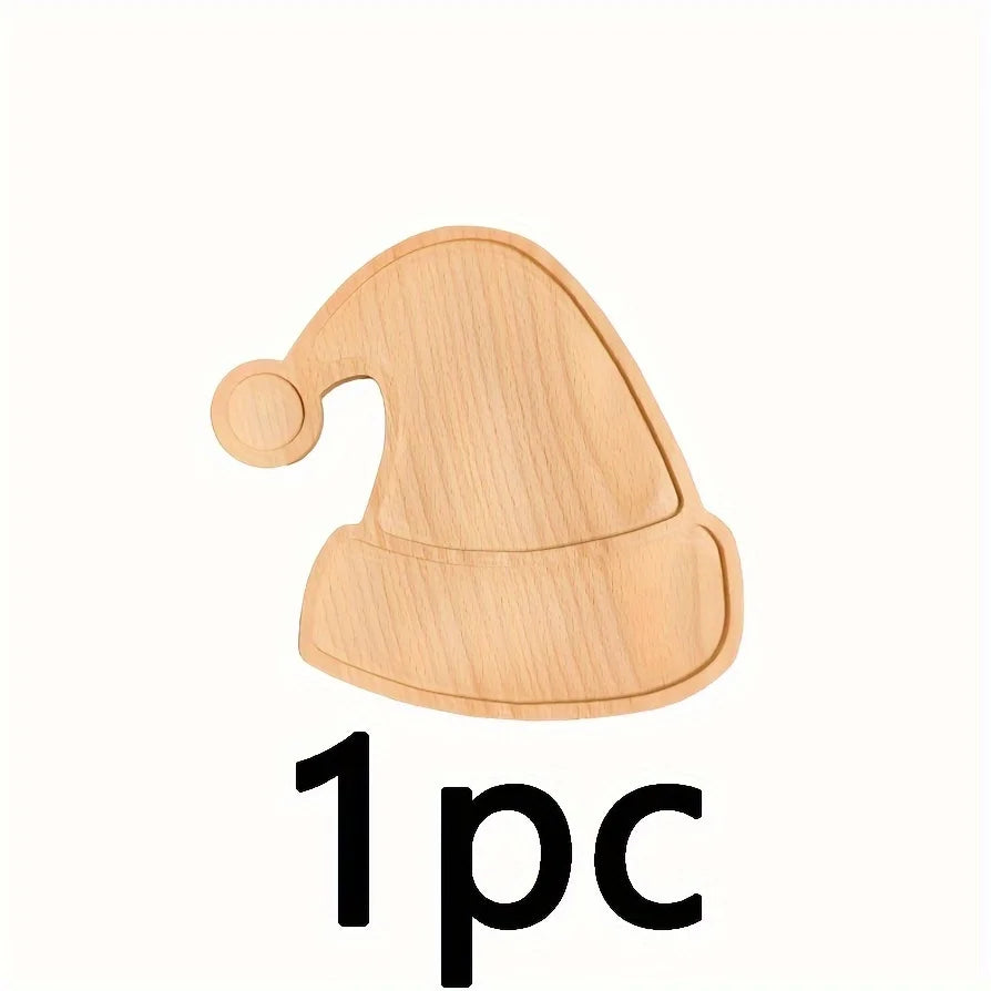 Christmas Charm Wooden appetizers, snacks, desserts and sweets, festive reindeer, tree and hat patterns, home decor