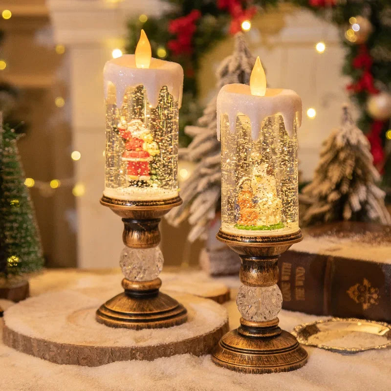 Christmas Decorations Candles Christmas Crystal Snow Lights Children's Birthday Christmas Gifts Scene Layout Holiday Decoration