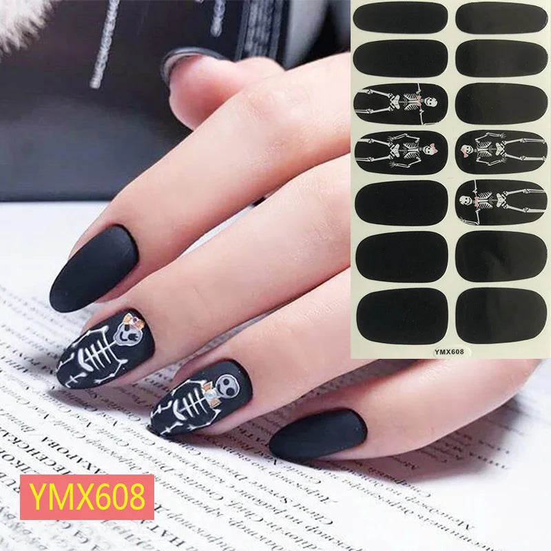 Baking Free Halloween Nail Stickers Full Sticker Fashion Nail Art Jewelry  Pumpkin Ghost Wholesale Applique Nail Sticker
