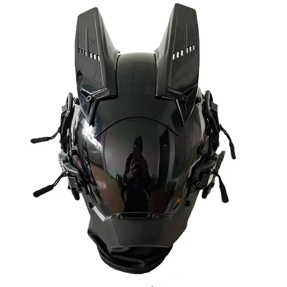 JAUPTO Punk Mask Cosplay for Men, Cosplay Samurai Horns Masks Black Mask Halloween Party Coolplay Gifts