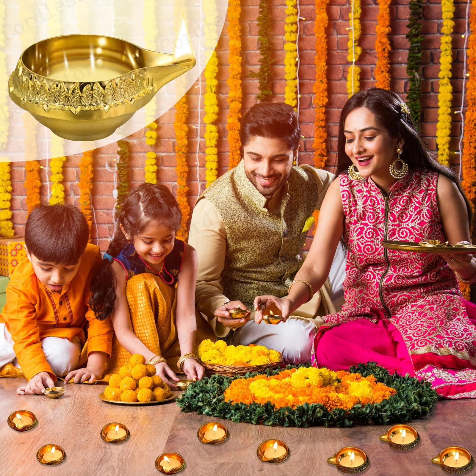 4-50Pcs Diwali Diya Lamp Brass Oil Lamp