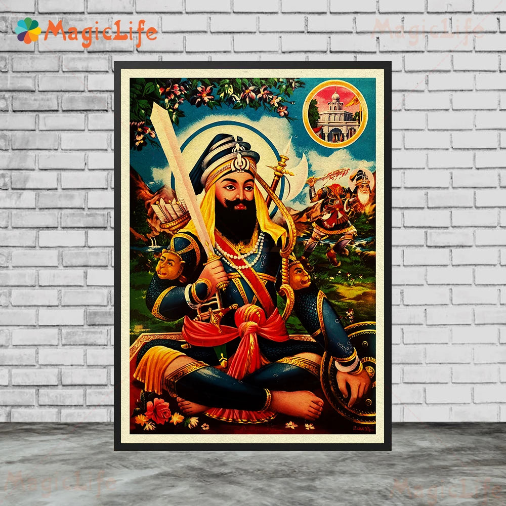 Sikhism Gurunanak Gulu Nanak Religion Posters Wall Pictures For Living Room Vintage Poster Wall Art Canvas Painting Unframed