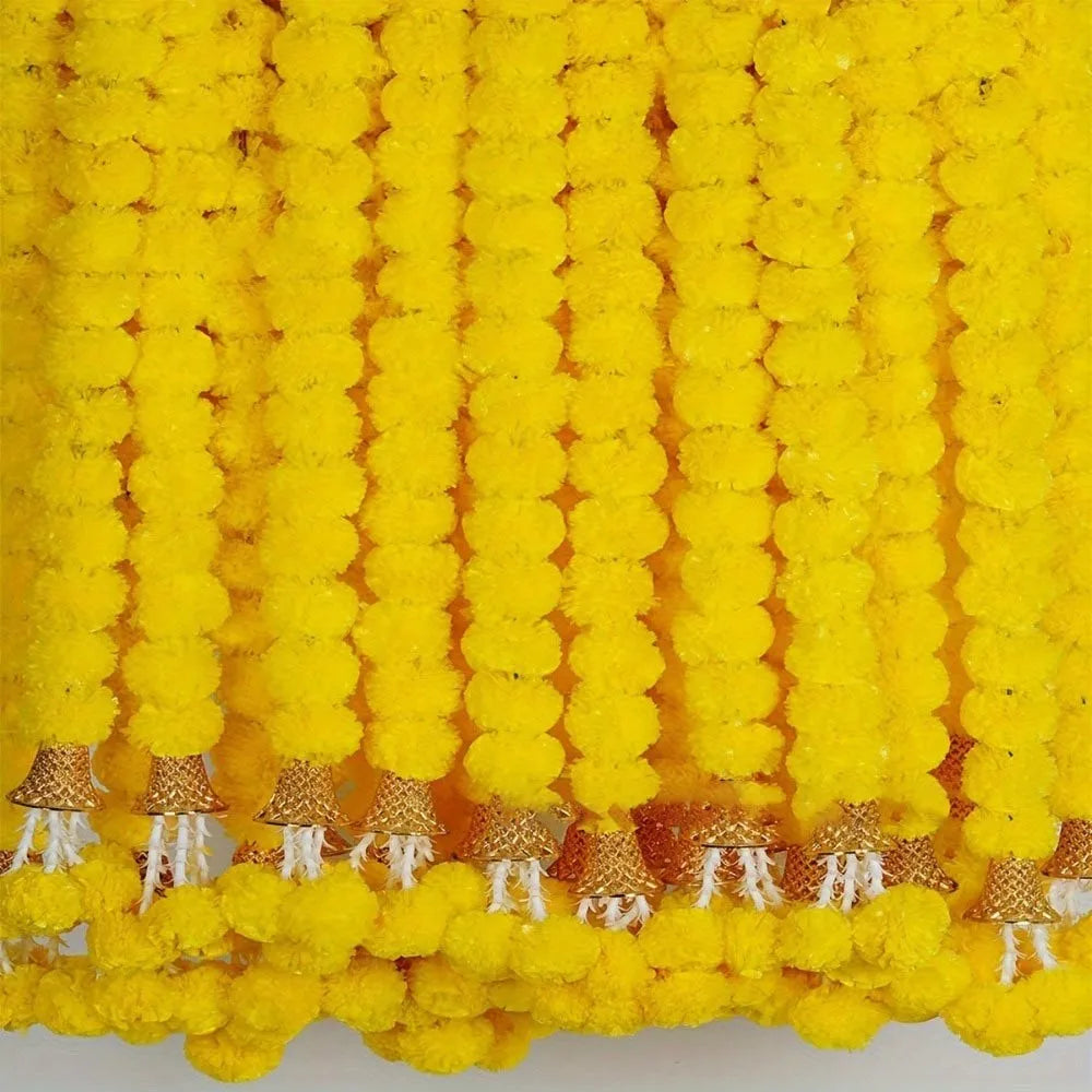 Long Strands Artificial Marigold Garland Pooja Diwali Fiesta Indian Décor Marigold Flower Garlands Reusable Events Decor