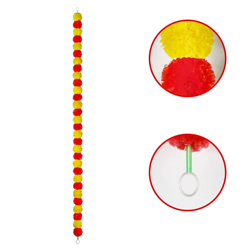 Artificial Marigold Garland For Diwali Wreath Indian Weddings Arch Decorations Garland Halloween Yard Hanging Flower Bar Strips