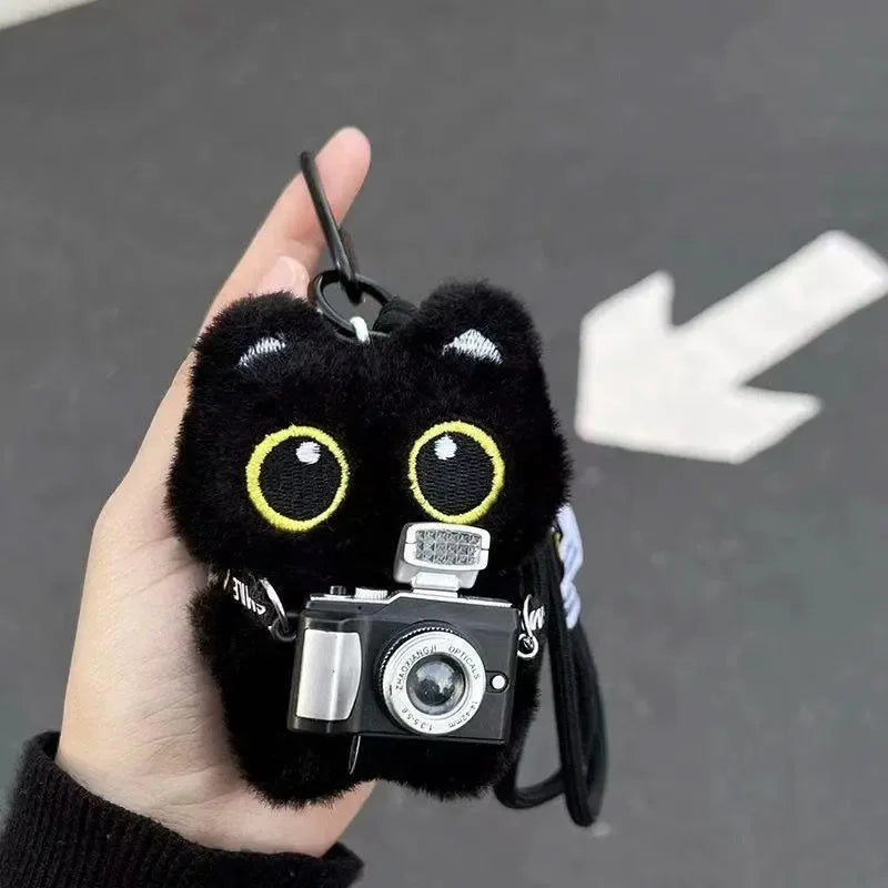 Cute Keychain Kawaii Black Cat Keychain Plush Cats Toy Backpack Hanging Pendant Decoration Keyring Halloween Ghost Theme Gifts