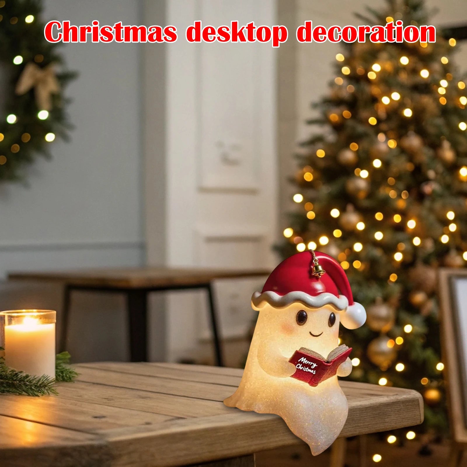 Christmas Decorative Light Christmas Hat Cute Ghosts Reading Light Table Ornaments Christmas Gifts Creative Reading Nightlight