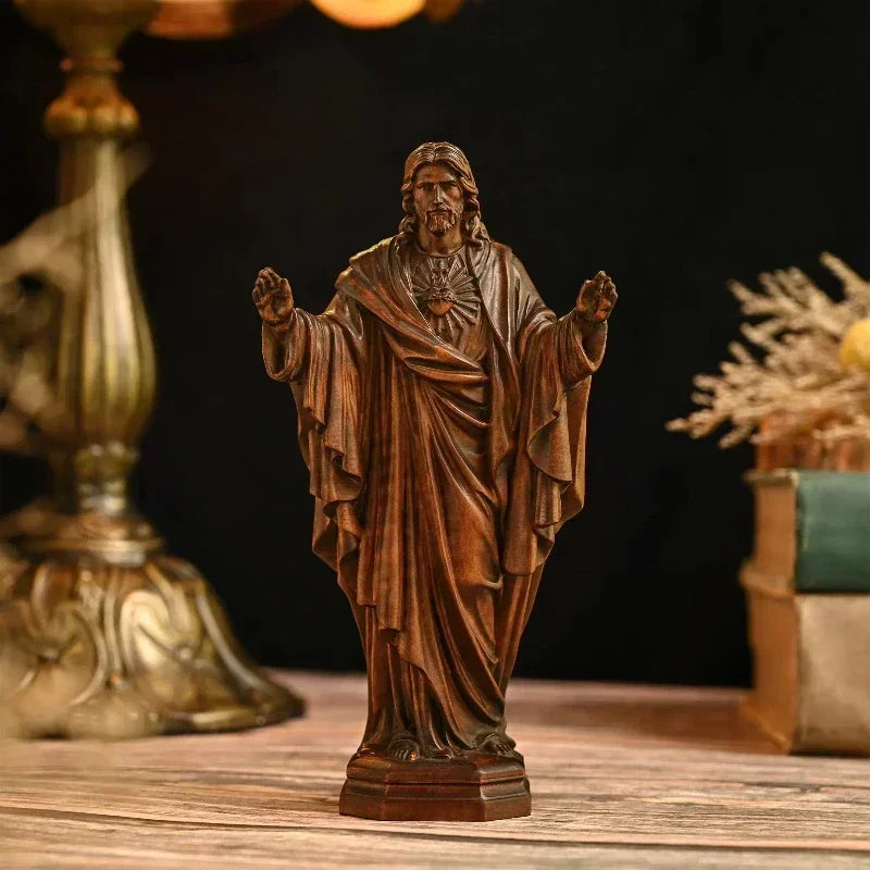 High Quality Cross-Border Handmade Solid Wood Carving Handicrafts Jesus Sacred Statue