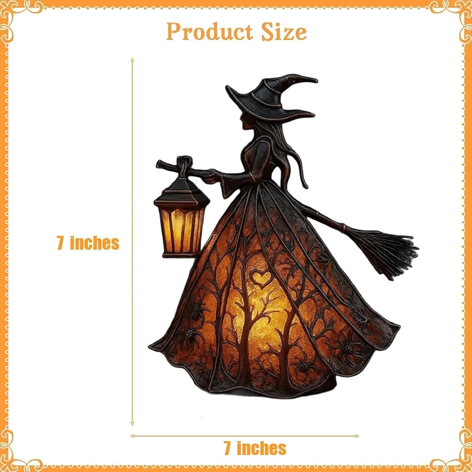 Halloween Witch Lamp Stained Gothic Witch Hat Led Lamp Spooky Decorative Standing Night Light Party Lighting Decorations