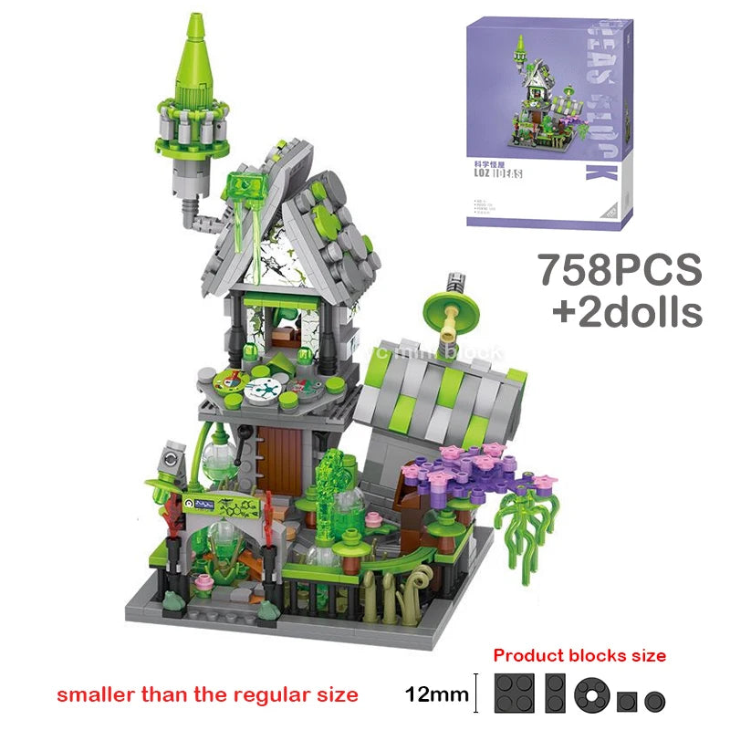 Halloween Toys Building Blocks Assembly Pumpkin House Ghost House Witch Science Monster Friend Party Decor Model Kids Gifts