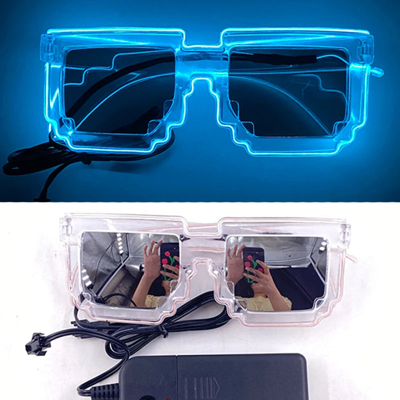 Funny Light Up Glasses Luminous LED Mosaic Glasses Men Women Halloween Party Supplies Glowing Glasses Neon Gafas Prpos
