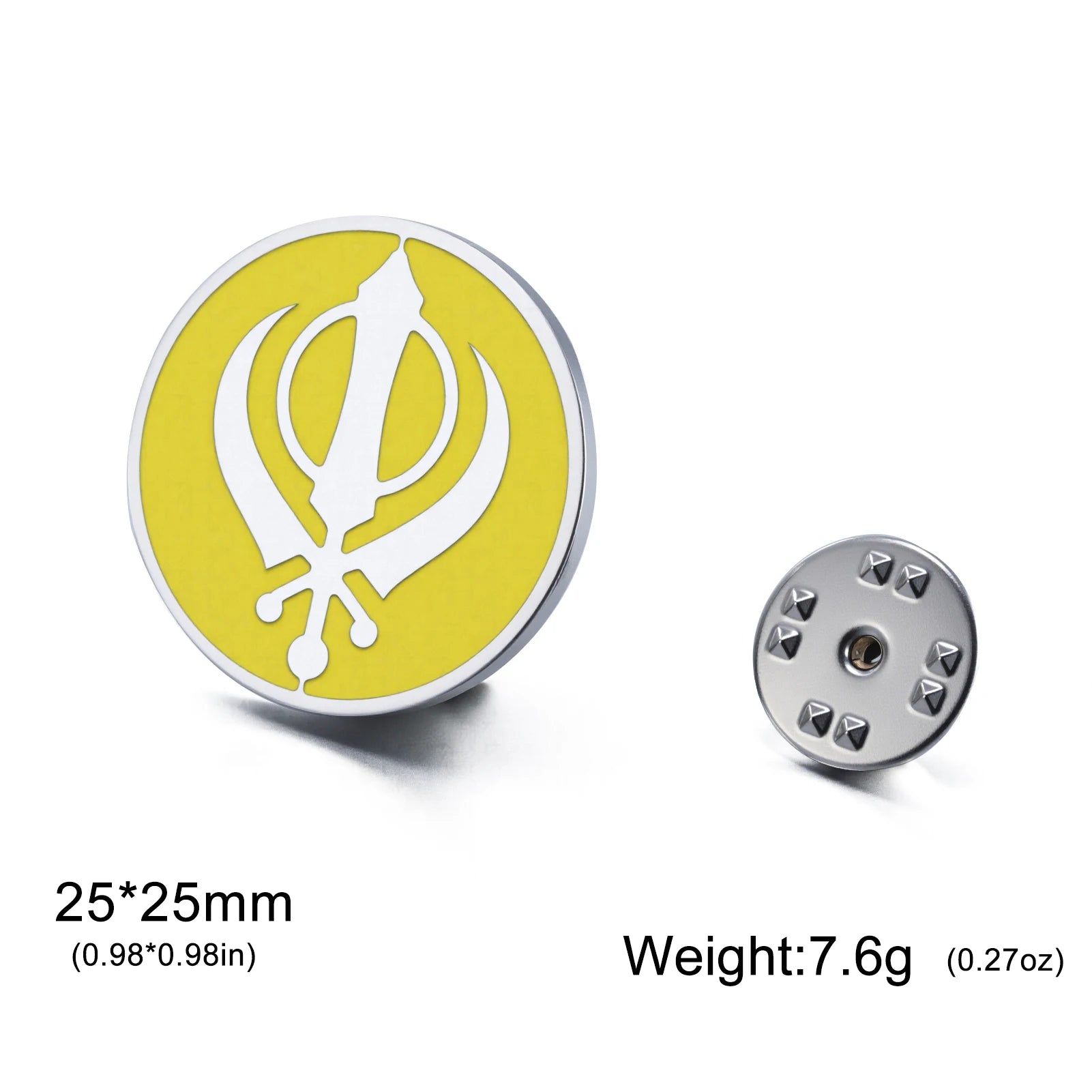 LIKGREAT Sikh Khanda Brooch Religious Spiritual Enamel Pin Badge Stainless Steel Jewelry Amulet Gift for Men Women Accessory