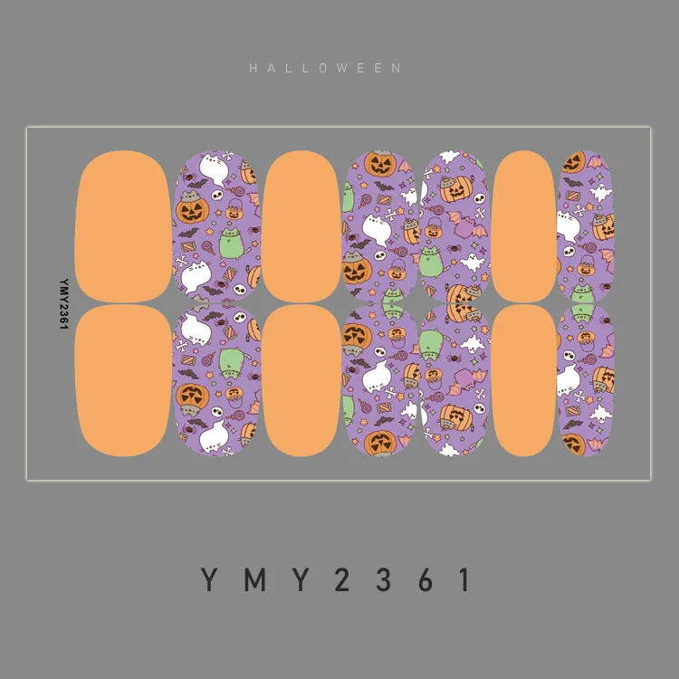 Baking Free Halloween Nail Stickers Full Sticker Fashion Nail Art Jewelry  Pumpkin Ghost Wholesale Applique Nail Sticker