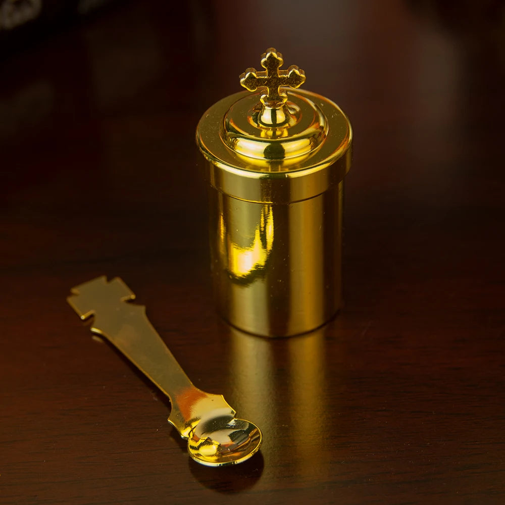 Orthodox Portable Holy Water Set, Religious Articles for Storing and Distributing Holy Water, Cross Design, Blessing Ceremony