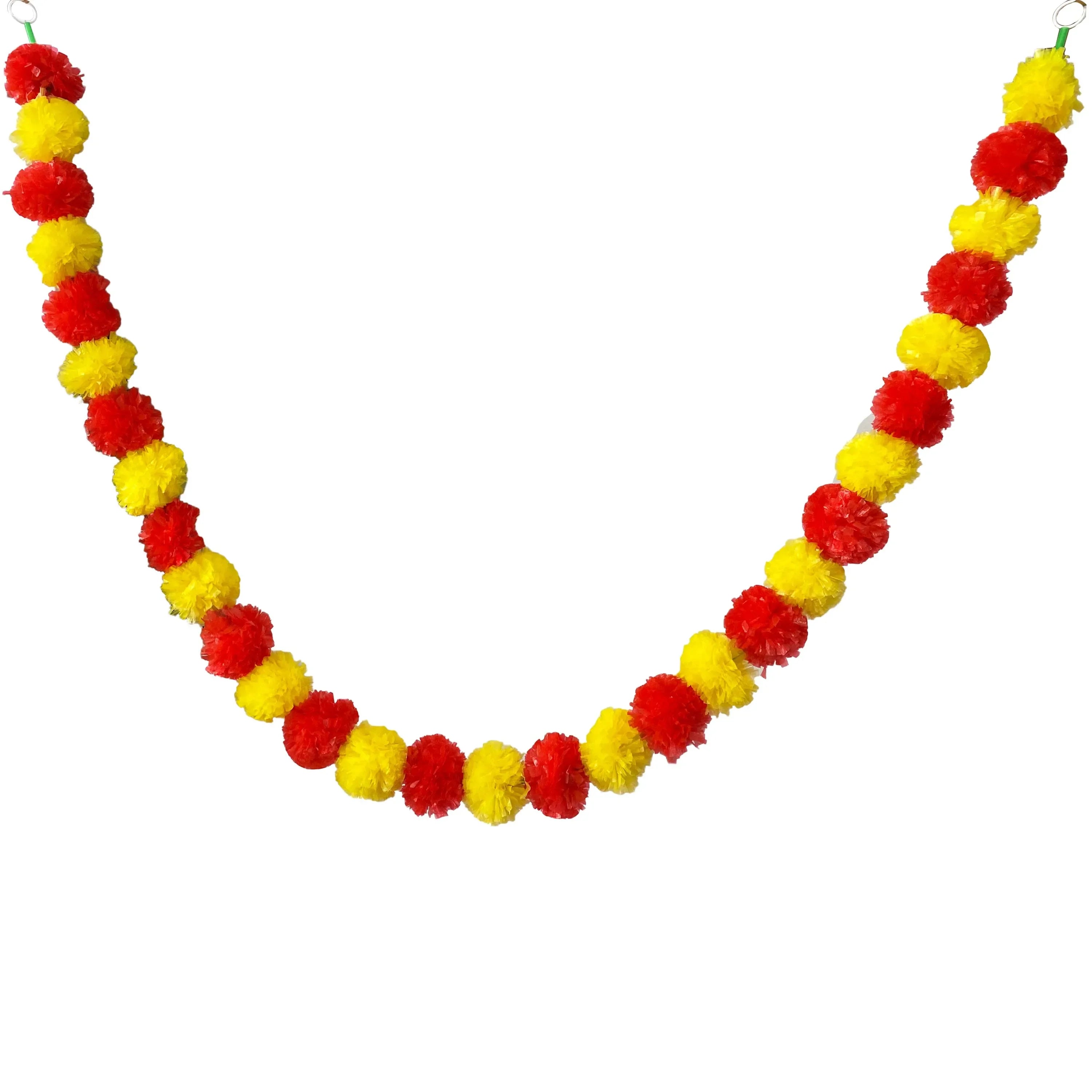 2 Pcs Marigold Flower Garland with бо Flowers for Diwali