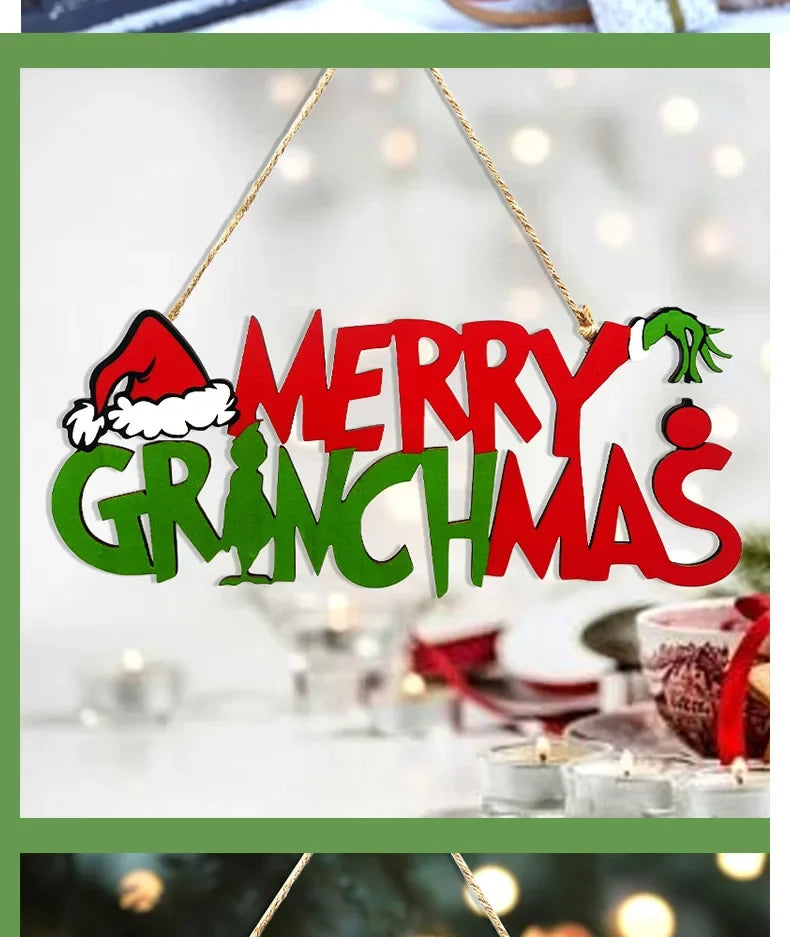 christmas wooden hanging christmas tree ornaments front door party decoration supplies