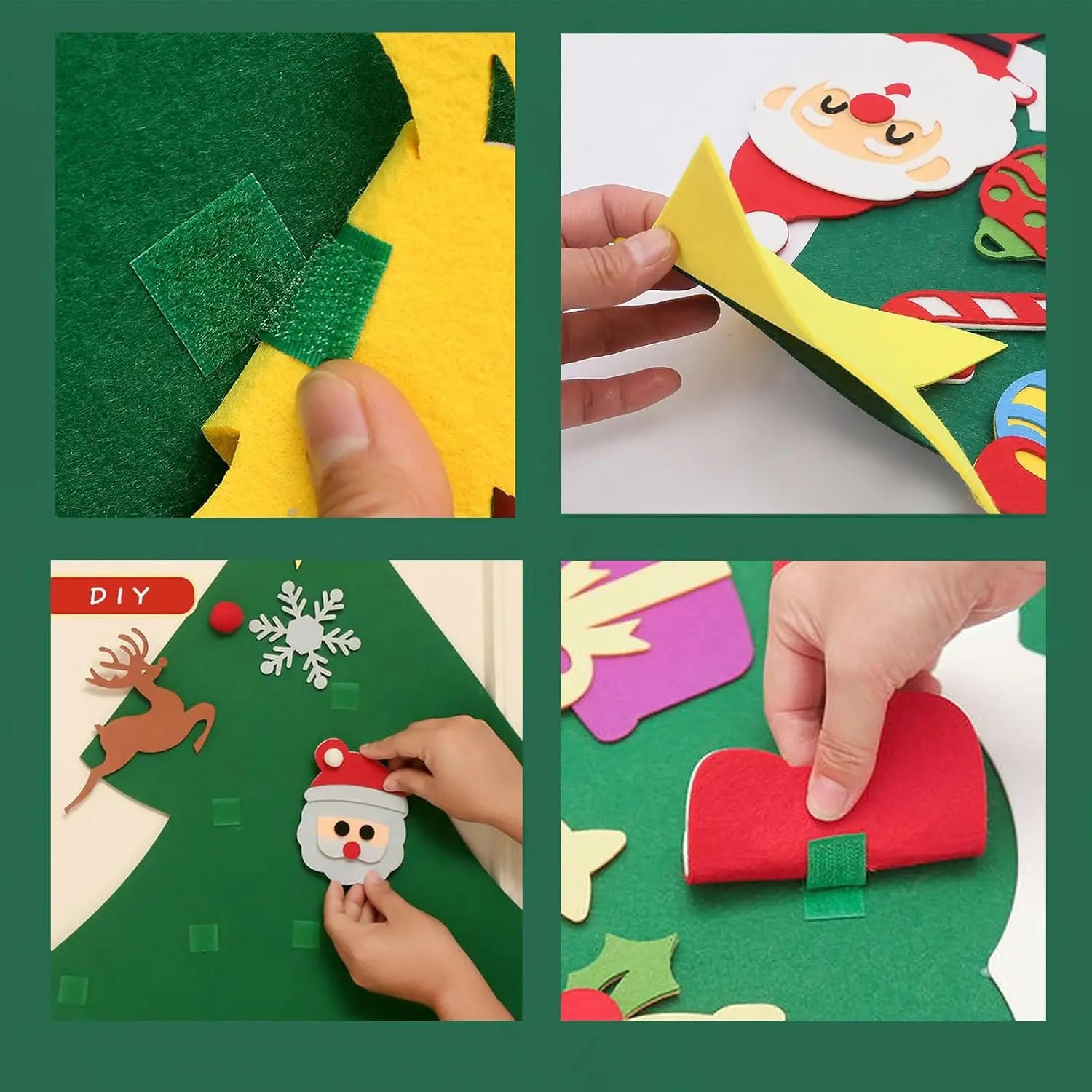 Felt Christmas Tree with Ornaments DIY Cristmas Ornament Xmas Navidad Gifts Santa Claus New Year Door Wall Hanging Decorations