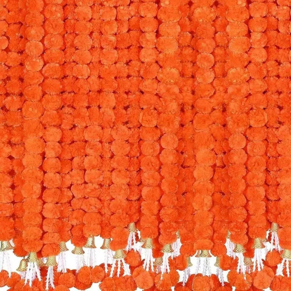 Long Strands Artificial Marigold Garland Pooja Diwali Fiesta Indian Décor Pooja Marigold Flowers Pooja Wedding Events Decor