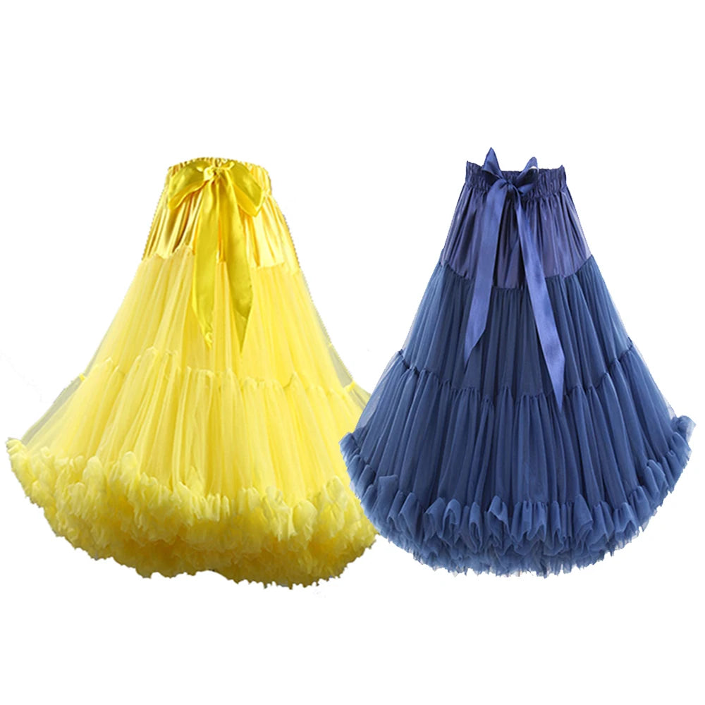 65CM/25.5INCH Lolita Petticoat Soft Tulle Puffy Tutu Women Knee Length Halloween Crinoline Cosplay Underskirt Dance Ball Gown