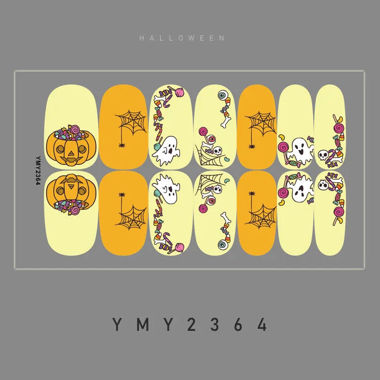 Baking Free Halloween Nail Stickers Full Sticker Fashion Nail Art Jewelry  Pumpkin Ghost Wholesale Applique Nail Sticker