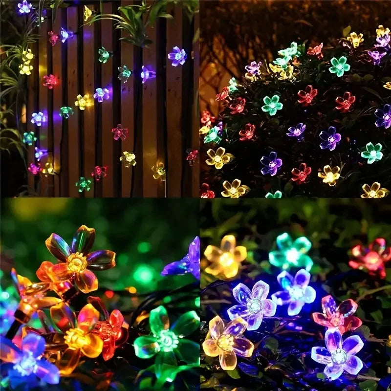Solar decorative lights, outdoor waterproof 8 modes, cherry blossom lights, Christmas garden party decoration