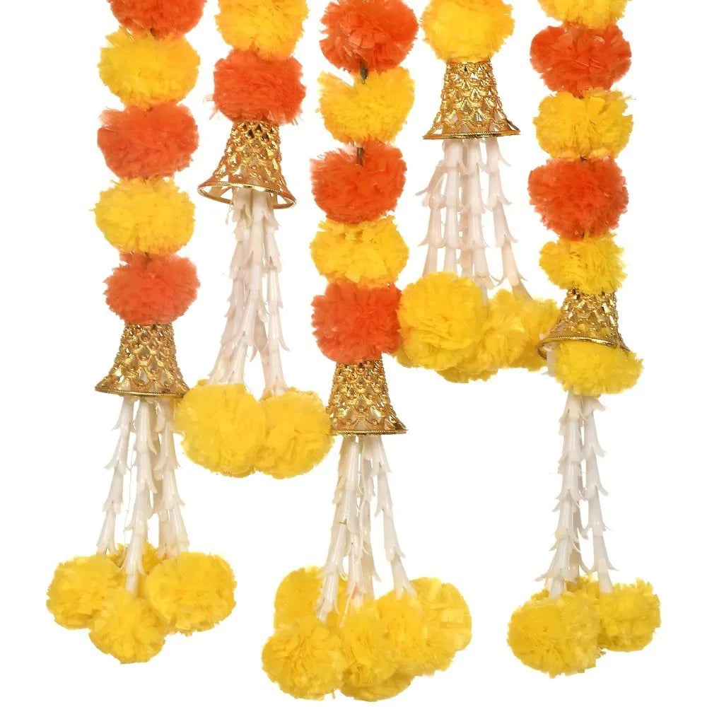 Long Strands Artificial Marigold Garland Pooja Diwali Fiesta Indian Décor Marigold Flower Garlands Reusable Events Decor