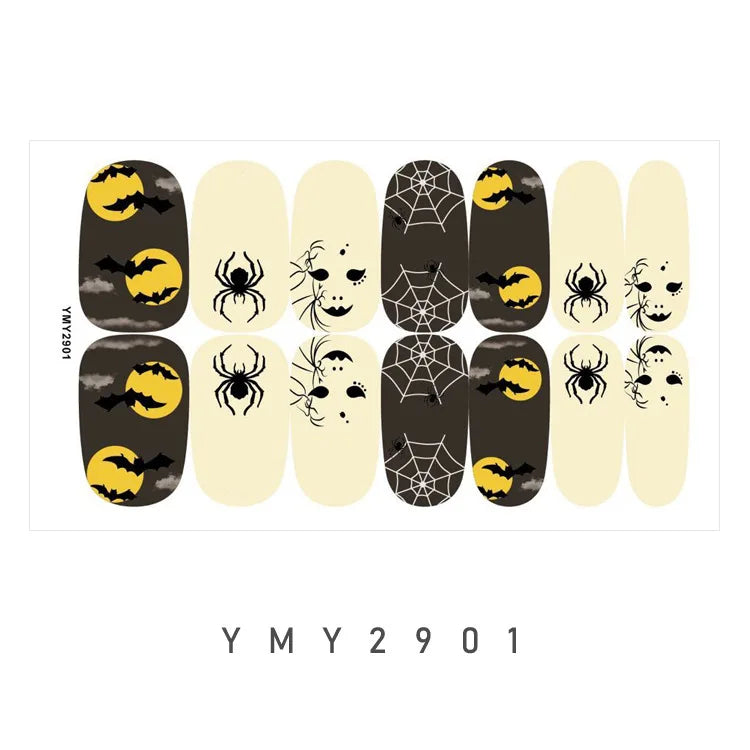 Baking Free Halloween Nail Stickers Full Sticker Fashion Nail Art Jewelry  Pumpkin Ghost Wholesale Applique Nail Sticker