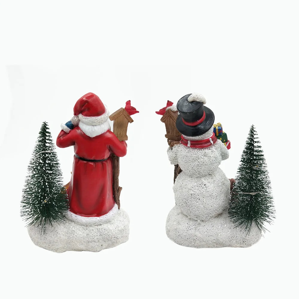 Christmas decorations, Santa Claus Snowman, Christmas holiday party decorations, LED lights, tabletop statues