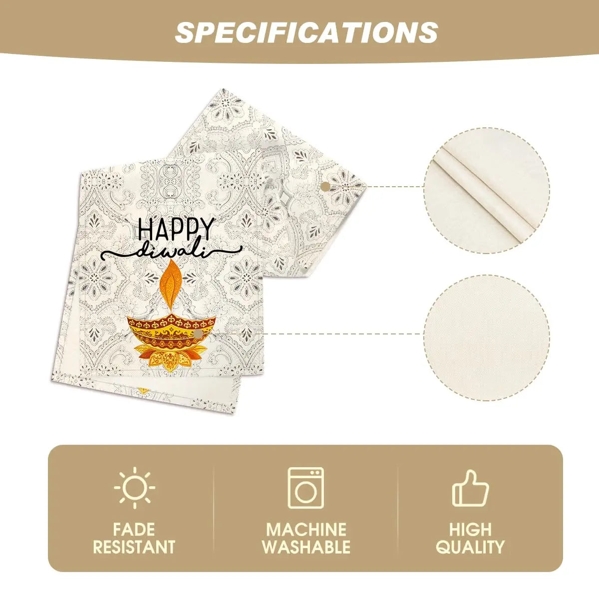 Happy Diwali Table Runner, Festival of Light Marigold  Dining Table Decoration for Home Party Decor