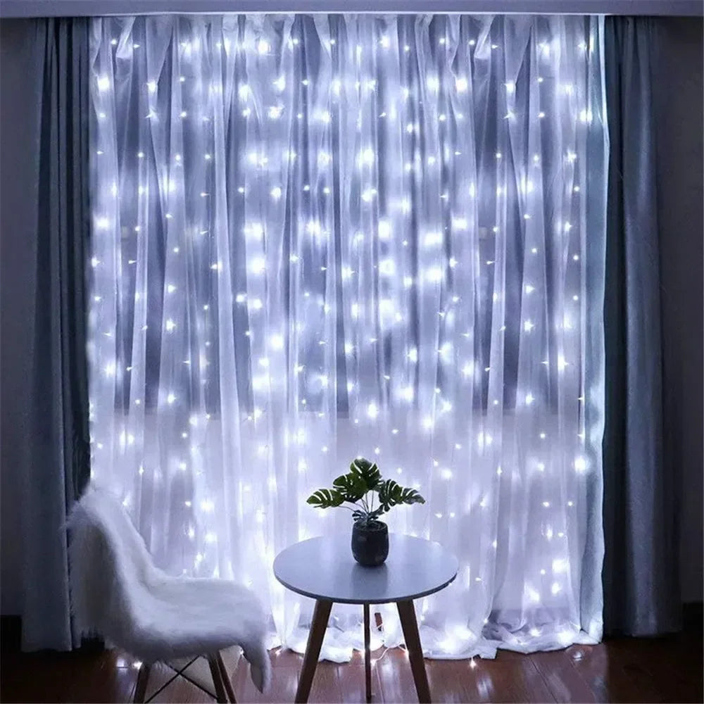 LED Curtain String Light Beautiful Window Ornament USB Powered Indoor Christmas New Year Garland Led Lights Halloween Decoration