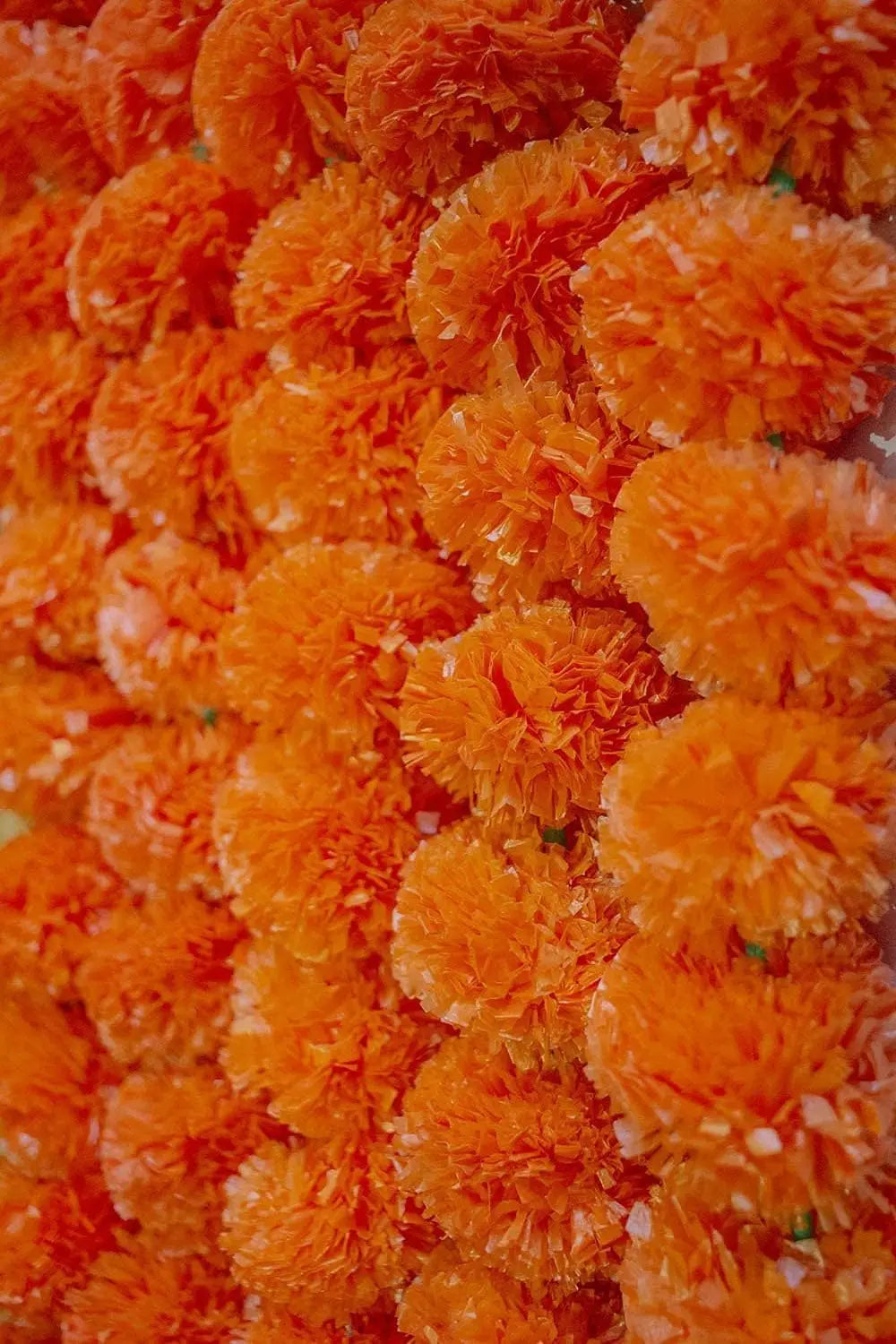 Marigold Garland for Decoration 10 Pcs of 5 feet (1,52 m)˜ Long Strands Artificial Marigold Flowers, Indian Décor for Pooja